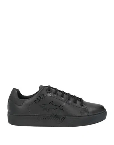 Paul & Shark Man Sneakers Black Size 7.5 Leather, Rubber