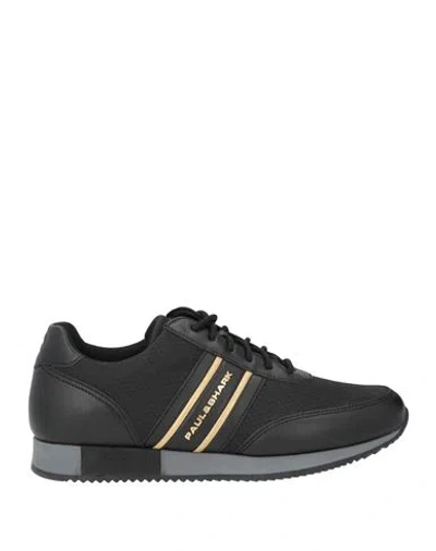 Paul & Shark Man Sneakers Black Size 7.5 Leather, Textile Fibers