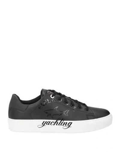 Paul & Shark Man Sneakers Black Size 9 Bovine Leather