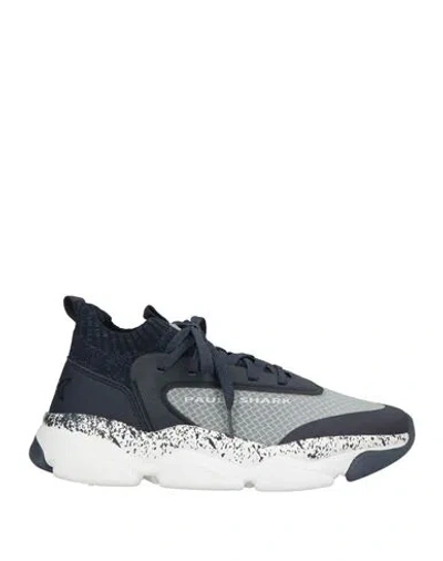 Paul & Shark Man Sneakers Grey Size 9 Synthetic Material, Textile Fibers In Blue