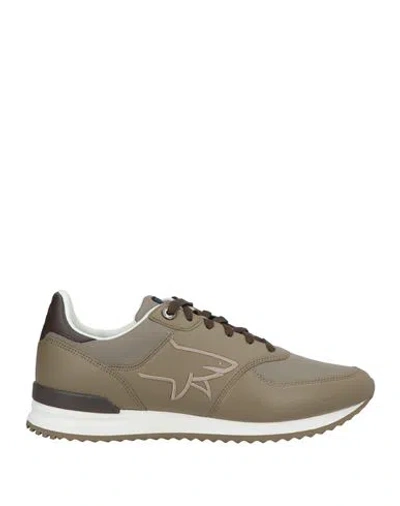 Paul & Shark Man Sneakers Khaki Size 8 Leather In Green