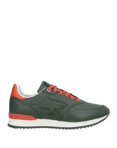 Paul & Shark Man Sneakers Military Green Size 9 Leather