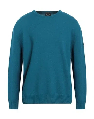 Paul & Shark Man Sweater Deep Teal Size Xxl Virgin Wool, Nylon In Green