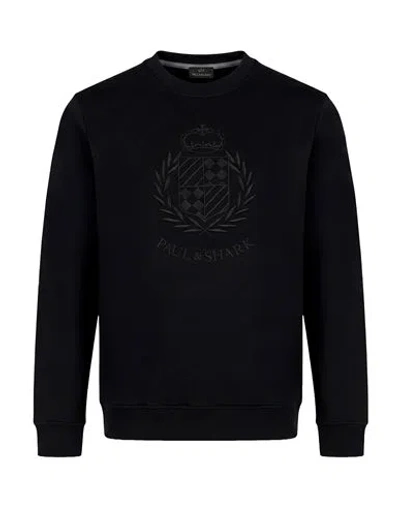 Paul & Shark Man Sweatshirt Black Size S Polyester, Modal, Cotton, Elastane In Multi