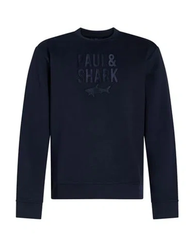 Paul & Shark Man Sweatshirt Navy Size M Cotton, Nylon, Elastane In Blue