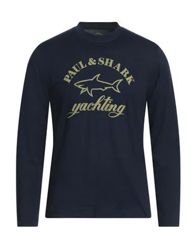 Paul & Shark Man T-shirt Midnight Blue Size S Cotton, Elastane
