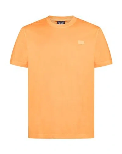 Paul & Shark Man T-shirt Orange Size 3xl Cotton In Animal Print