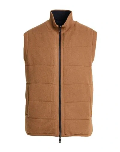 Paul & Shark Man Vest Camel Size S Virgin Wool, Cashmere In Beige
