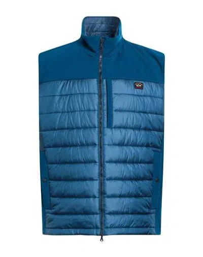 Paul & Shark Man Vest Deep Teal Size 3xl Nylon, Polyester, Elastane In Green