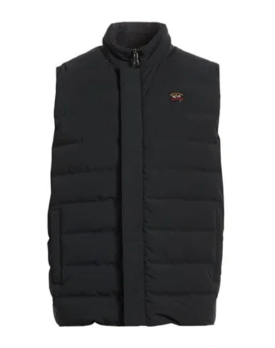 Paul & Shark Man Vest Navy Size L Virgin Wool, Nylon In Black