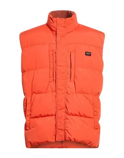 Paul & Shark Man Vest Orange Size S Nylon, Elastane