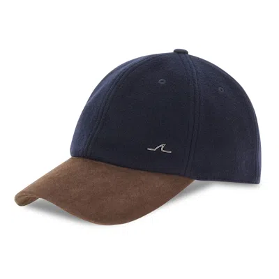 Paul & Shark Merino 150's Wool And Suede Baseball Cap In Blue