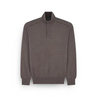Paul & Shark Merino Extrafine Half Zip Sweater In Brown