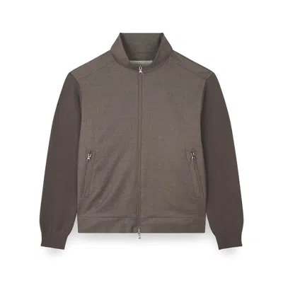 Paul & Shark Merino Wool Hybrid Zip-up Cardigan In Green