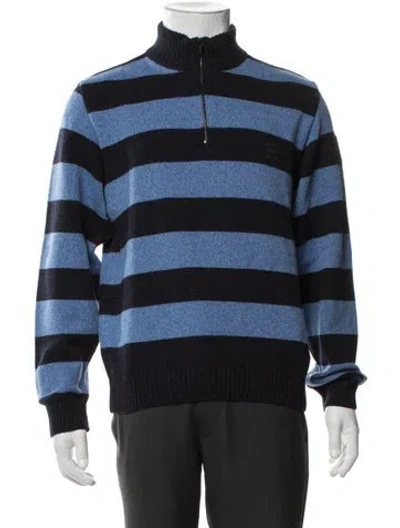 Pre-owned Paul & Shark Merino Wool Striped Pullover In Blue