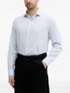 Paul & Shark Micro-check Long-sleeved Shirt In Blue
