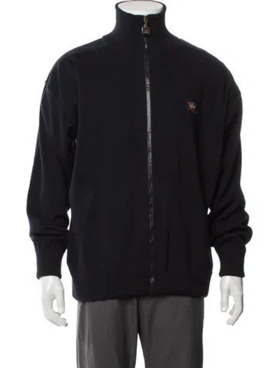 Pre-owned Paul & Shark Mock Neck Long Sleeve Cardigan In Blue
