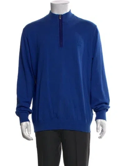 Pre-owned Paul & Shark Mock Neck Long Sleeve Pullover In Blue
