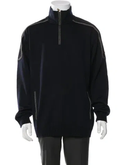 Pre-owned Paul & Shark Mock Neck Long Sleeve Pullover In Blue