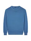 Paul & Shark Muted Blue Crew Neck Wool Sweater With Ribbed Cuffs In Blue