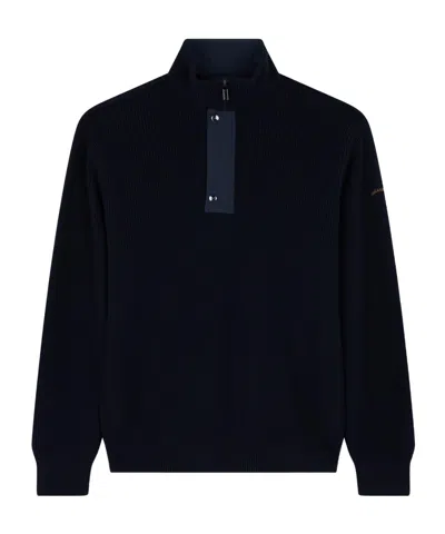 Paul & Shark Navy Standcollar Halfplacket Knit Sweater In Black