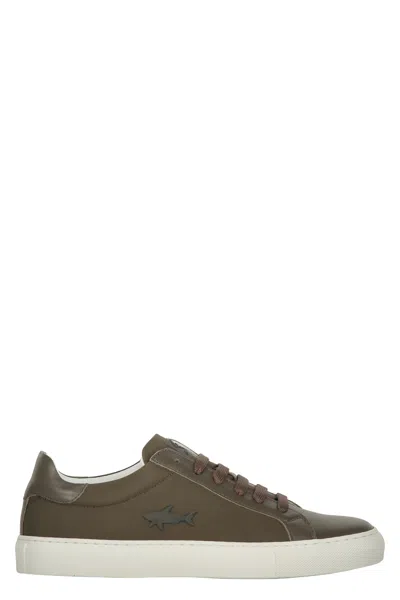 Paul & Shark Olive Green Minimalist Sneakers, Versatile Casual Style