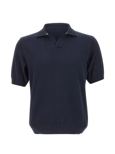 Paul & Shark Open Collar Logo Polo Shirt In Blue