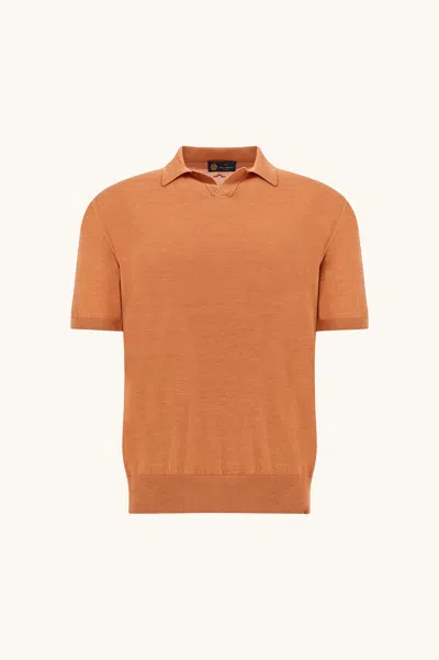 Paul & Shark Open‑collar Polo In Wool And Silk In Orange