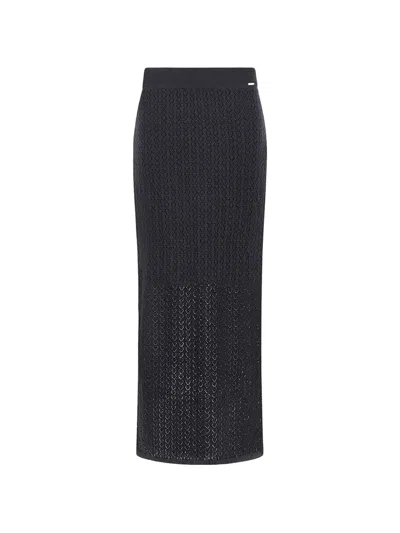 Paul & Shark Open-stitch Knit Maxi Skirt In Black