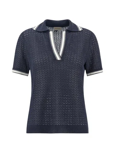 Paul & Shark Openwork-knit Knitted Top In Blue