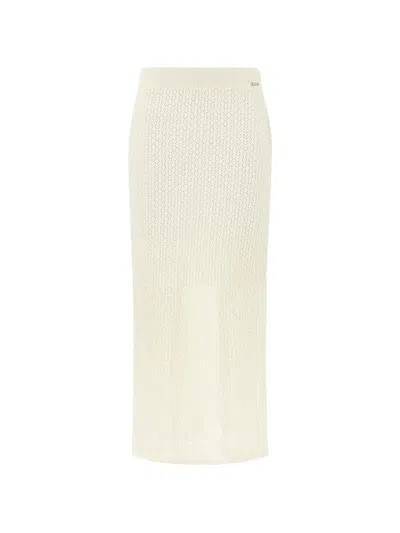 Paul & Shark Openwork-knit Linen Midi Skirt In White