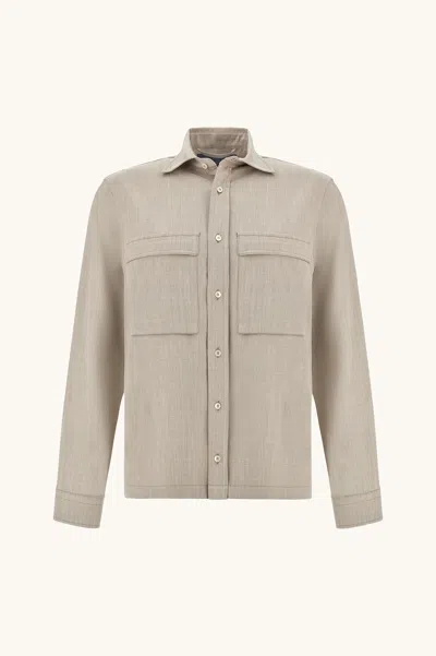 Paul & Shark Jersey Pockets Overshirt In Neutral