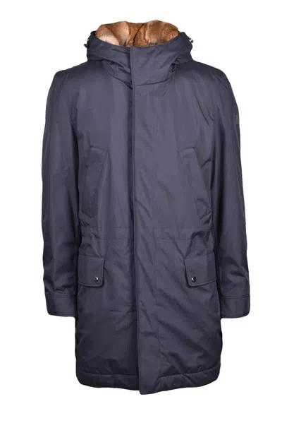 Paul & Shark Padded Parka With Functional Pockets In Blue