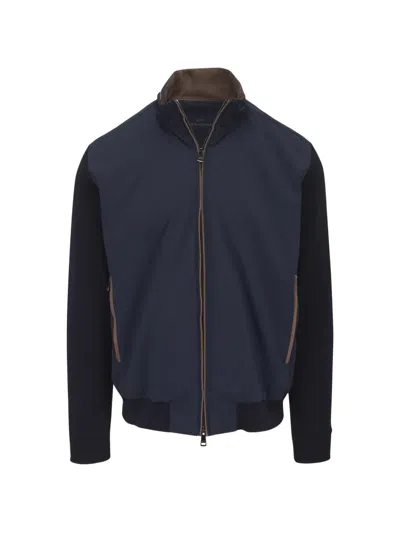 Paul & Shark Panelled Zip-up Jacket In Black