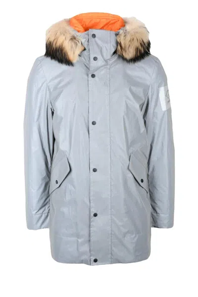 Paul & Shark Parka Reflex Evo Grey Removable Fur In Blue