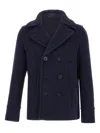 Paul & Shark Double-breasted Wool Peacoat With Structured Silhouette In Blue
