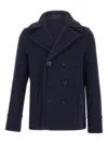 Paul & Shark Double-breasted Wool Peacoat With Structured Silhouette In Blue