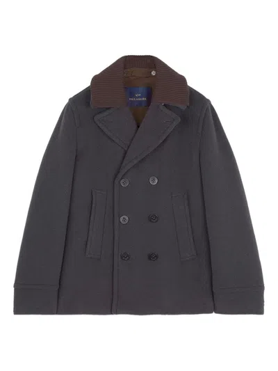 Paul & Shark Double-breasted Ribbed-collar Peacoat In Multi