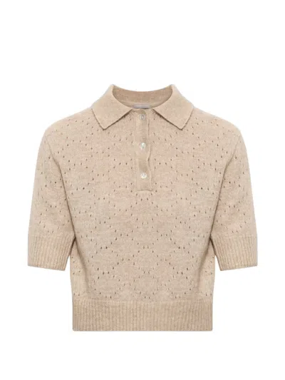 Paul & Shark Perforated-knit Polo Top In Animal Print