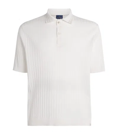 Paul & Shark Piuma Cotton Ribbed Polo Shirt In White