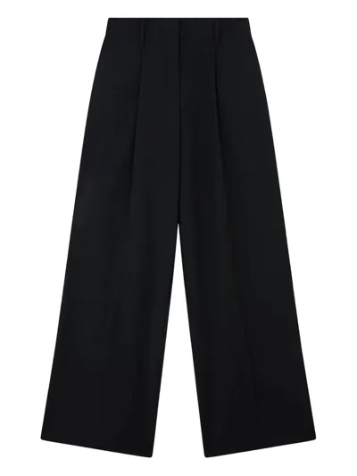 Paul & Shark Wool Stretch Wide Leg Trousers In Black