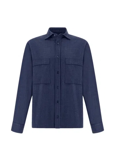 Paul & Shark Pocket Overshirt In Blue