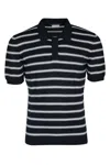 Paul & Shark Black Short Sleeve Striped Polo In Black