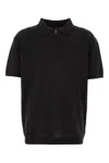 Paul & Shark Black Short Sleeve Zip Polo In Black