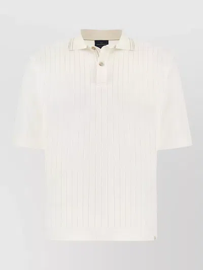 Paul & Shark Polo Collar Ribbed Texture Short Sleeves In White