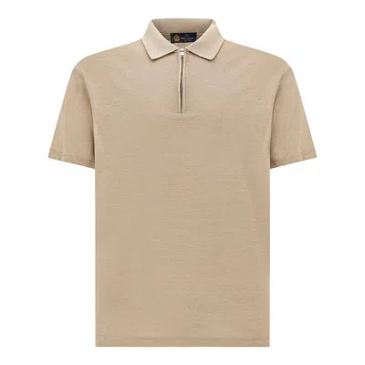 Paul & Shark Silk And Cotton Zip Polo In Neutral