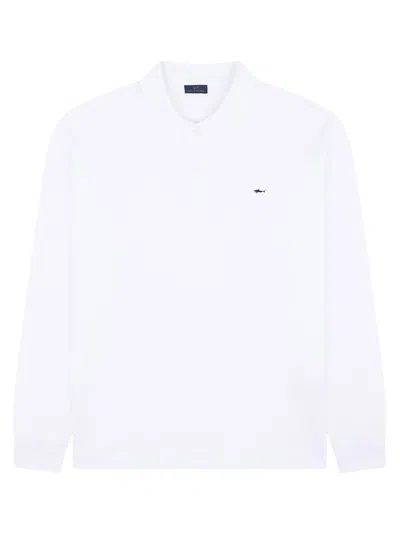 Paul & Shark Cotton Polo Shirt Long Sleeves Collar In White