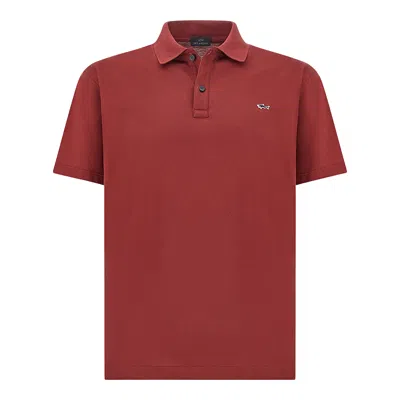 Paul & Shark Double Piqué Cotton Polo In Brown