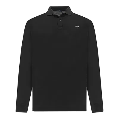 Paul & Shark Double Piqué Cotton Polo In Black