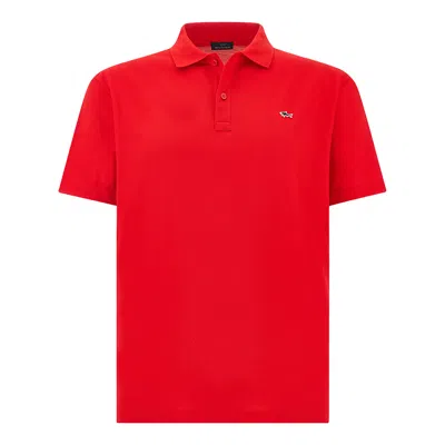 Paul & Shark Double Piqué Cotton Polo In Red